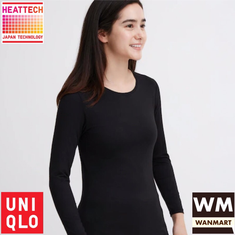 UNIQLO Heattech Women Kaos Long John Wanita Crew Neck Longjohn Black