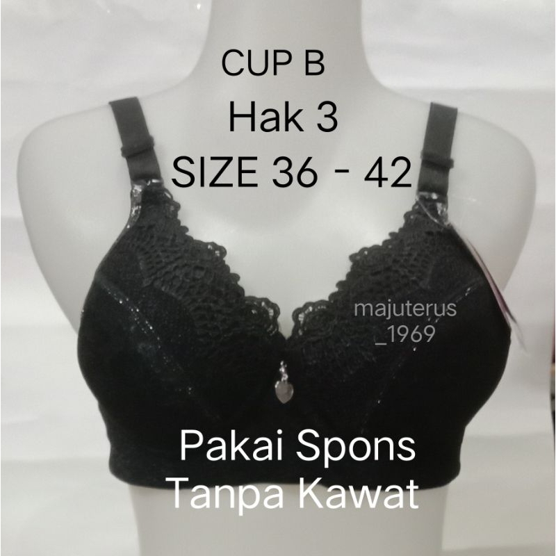 BH Hak 3 Pioli 8999/445 SIZE 36 -  42 pakai Spons bawah tebal Tanpa kawat BRA Remaja Dewasa Pakaian 