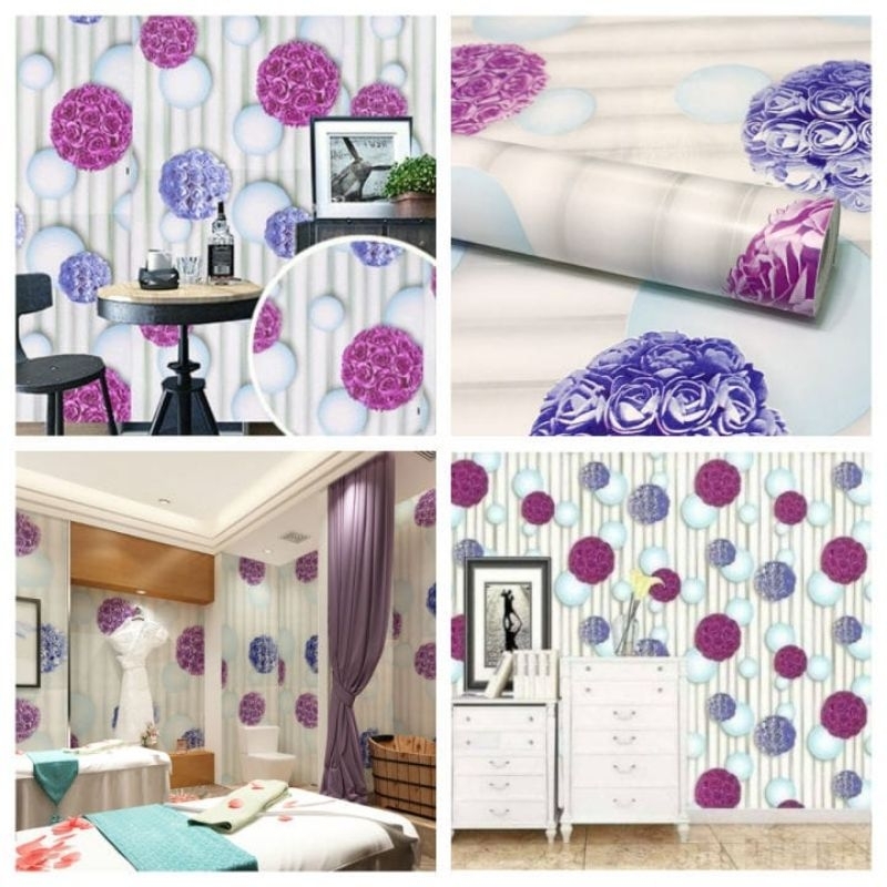 walpaper sticker dinding motif bunga ballon unggu 3d