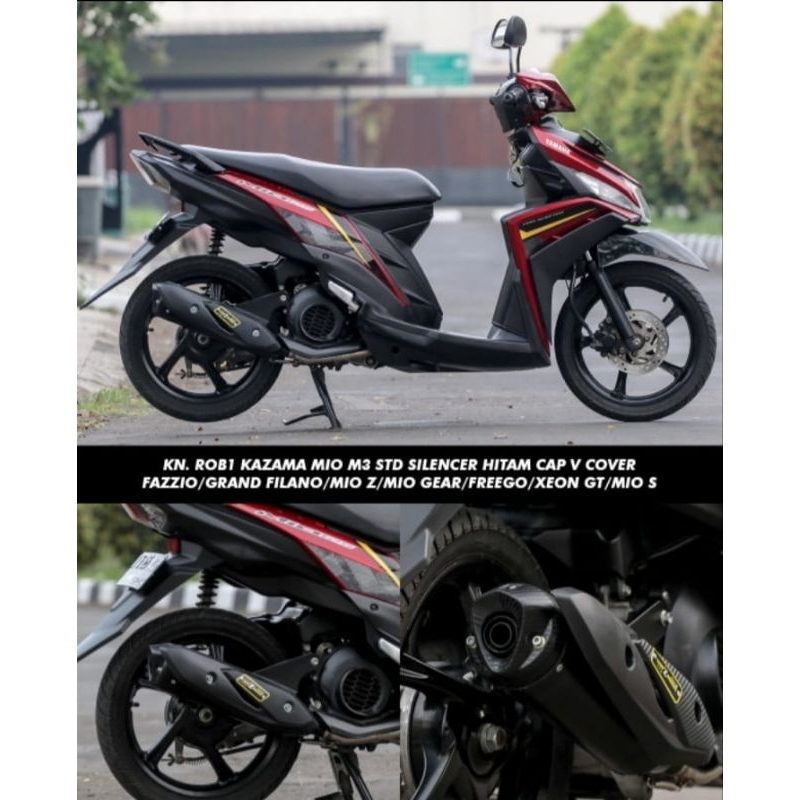 Knalpot rob1 original kazama mio m3 pnp mio z mio sport silincer Hitam Std Racing