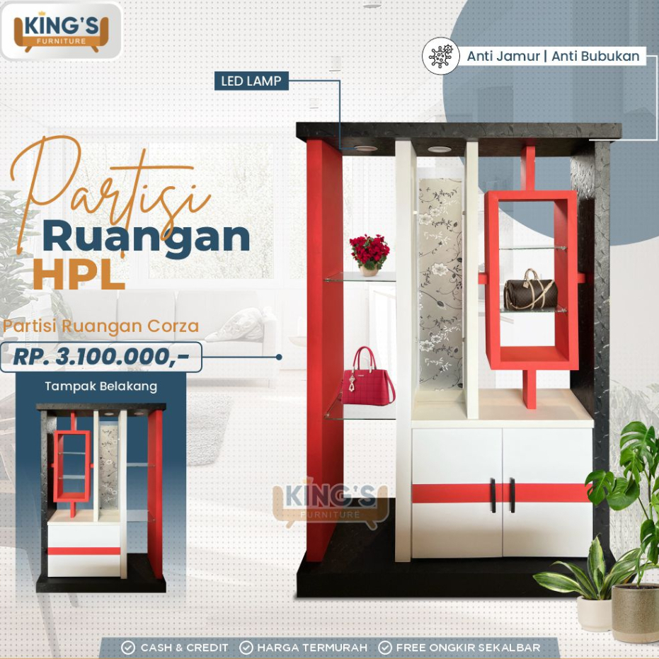 PARTISI HPL CORZA 120 - PARTISI PENYEKAT RUANGAN MINIMALIS - PEMBATAS RUANGAN MURAH - SEKAT RUANGAN 