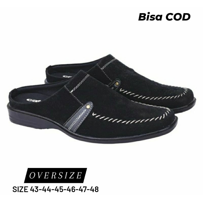 Sepatu Bustong Pria BIG Size 38-47 Bustong Men Shoes Mules JUMBO Formal - Sepatu Slop Kerja Formal K