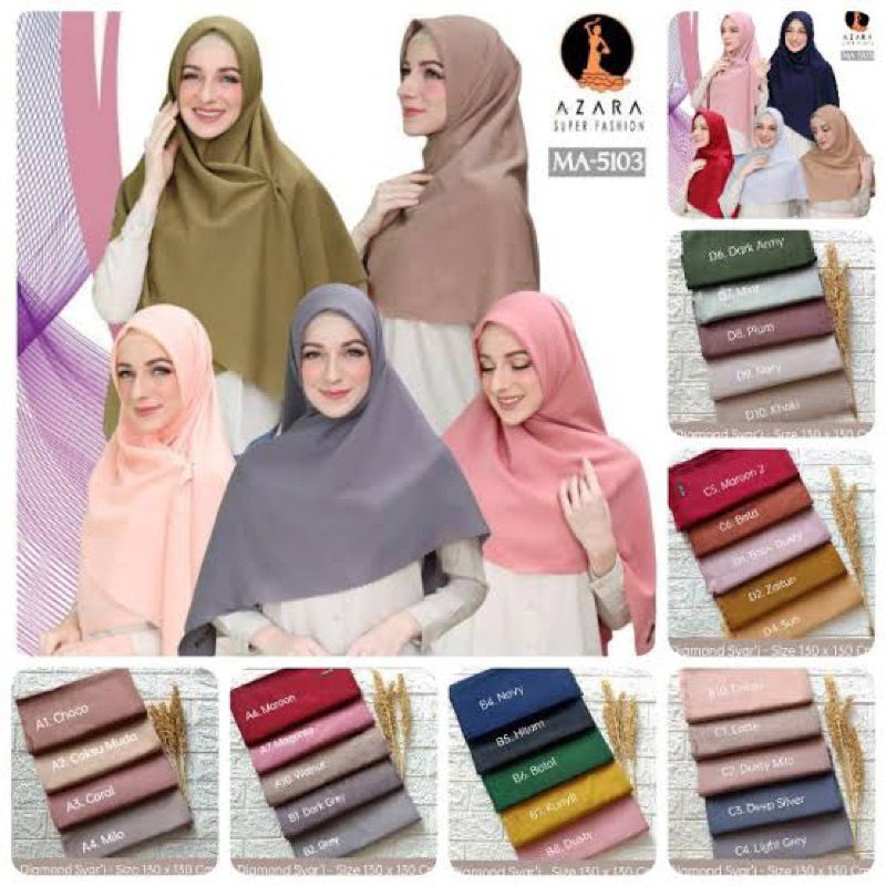 jilbab segi empat jumbo 130x130 Diamond Azara Hijab Syar'i 130x130 Segi Empat Jumbo Laser Cut