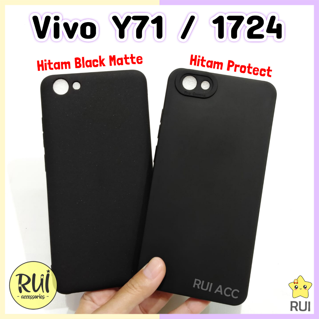 Case Hitam Vivo Y71 / 1724 Black Matte Softcase Polos Slim Silikon HP Lentur Rui Acc