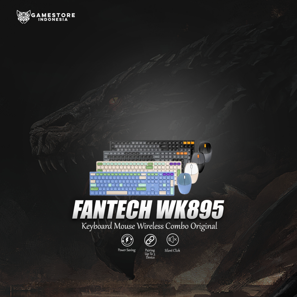 Moreandshopp - FANTECH KEYBOAMOUSE WIRELESS WK895 GO POP OFFICE COMBO - Original
