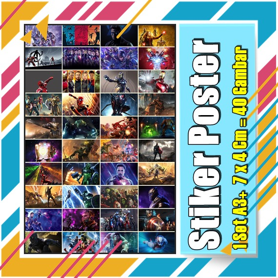 Stiker Poster Set Ukuran 4x7 Cm 40 cod call of duty cars mobil Avengers the quitesial black sabat mu