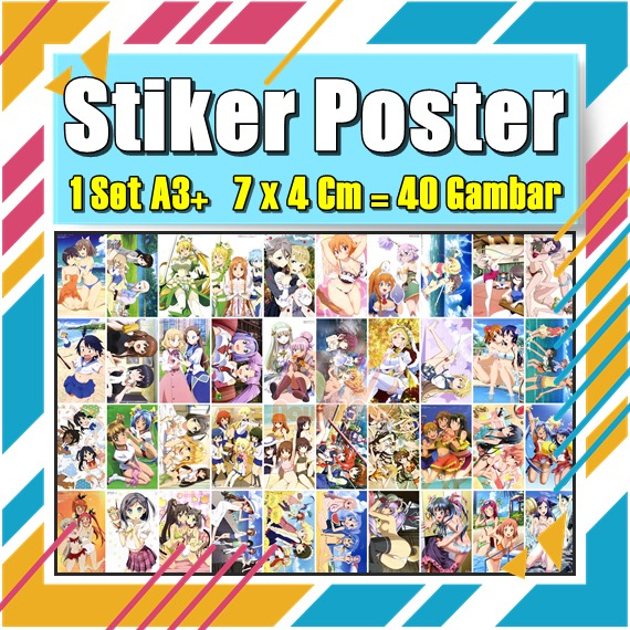 Stiker Poster Set Ukuran 4x7 Cm 40 Anime Sexy One punchman gadis cw cewe modis Sticker label kecil m