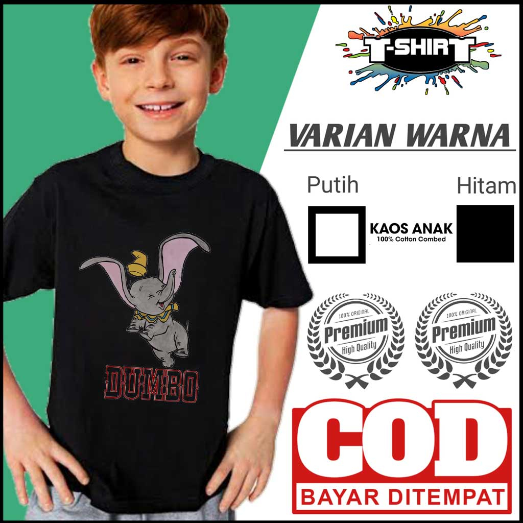 Dumbo Elephant Funny Gajah Dumbo Tshirt Casual 100% Cotton Kaos Anak Fashion Terbaru