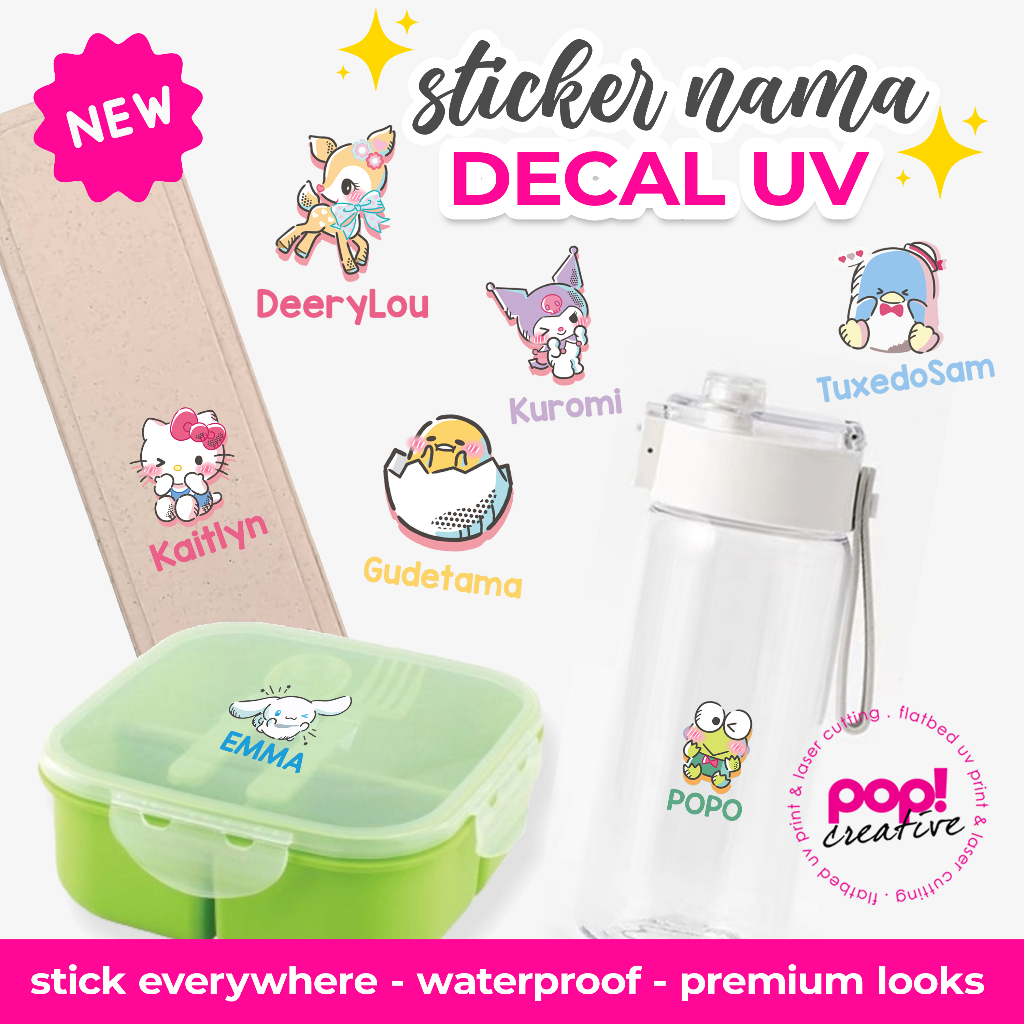 

Sticker Decal Label Nama Anak Sanrio Lucu Decal Kering DTF UV