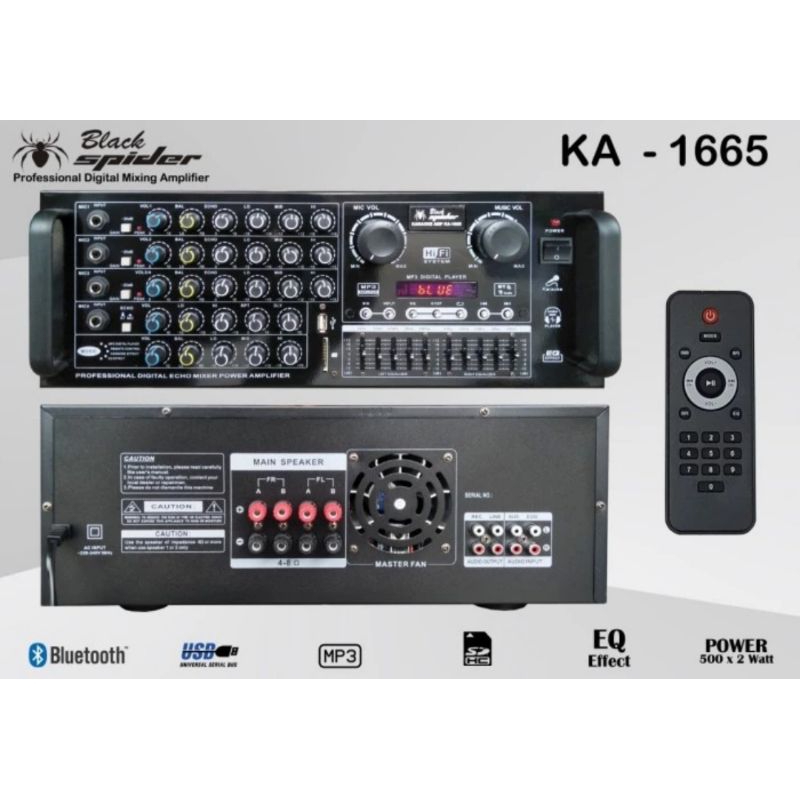 Ampli Black Spider KA 1665 Amplifier KA-1665 Audio Ampli KA1665