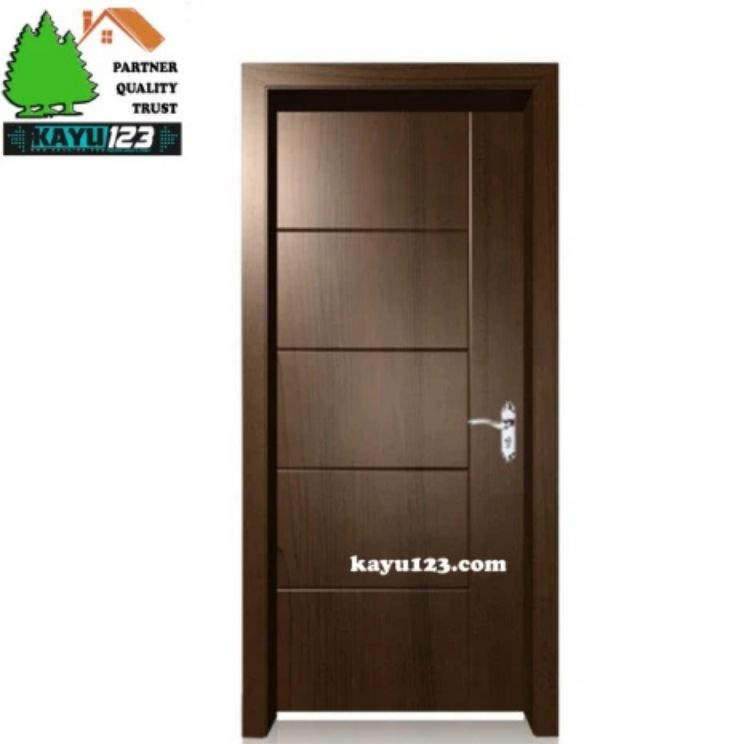 DAUN PINTU MINIMALIS 80x200 CM DOUBLE TEAKWOOD / NYATOH / SUNGKAI #189