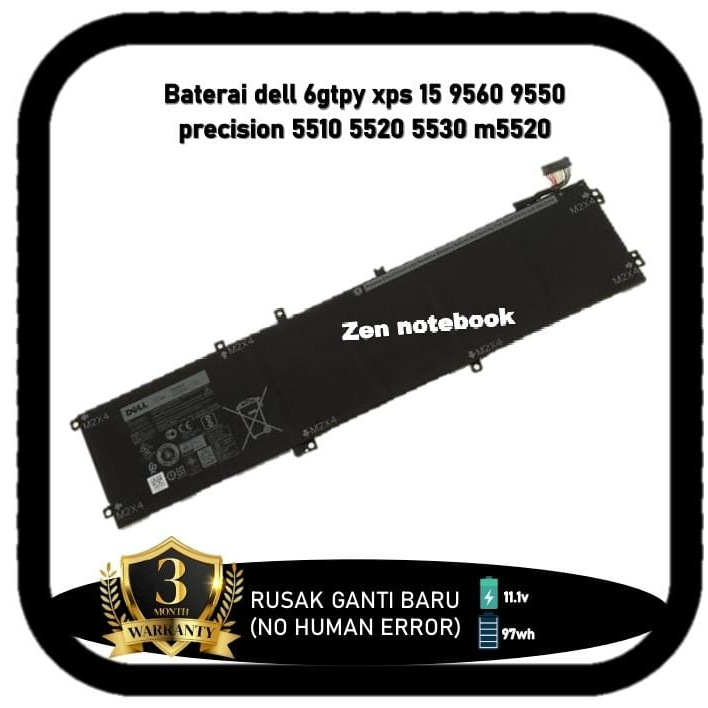 Baterai Battery Batre dell 6gtpy xps 15 9560 9550 precision 5510 5520 5530