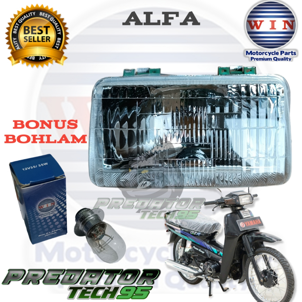 Lampu Depan Reflektor Headlamp Plus Bohlam Yamaha Alfa High Quality