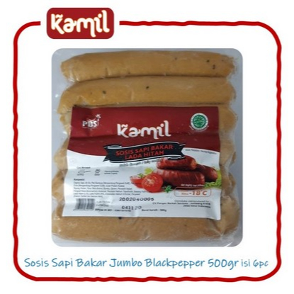 

Kamil Sosis Sapi Bakar Lada Hitam isi 6 Pcs 500 Gr