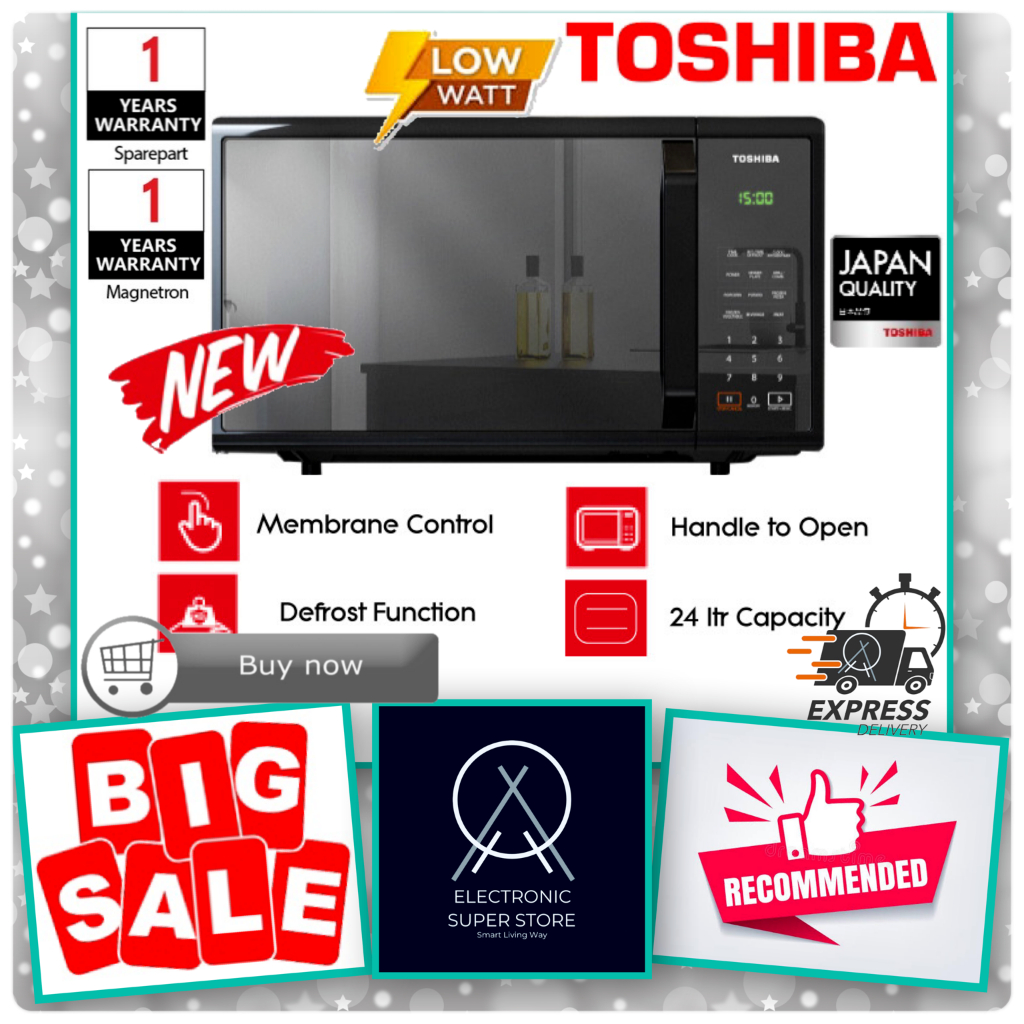 TOSHIBA MICROWAVE GRILL MM-EG24P(BM) KAPASITAS 23L MICROWAVE GRILL TOSHIBA LOW WATT
