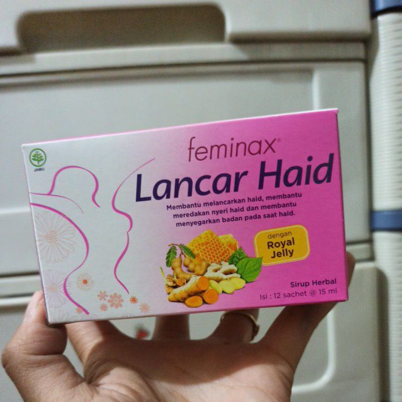 

Feminax Lancar Haid cair sachet jamu 15ml datang bulan dengan royal jelly