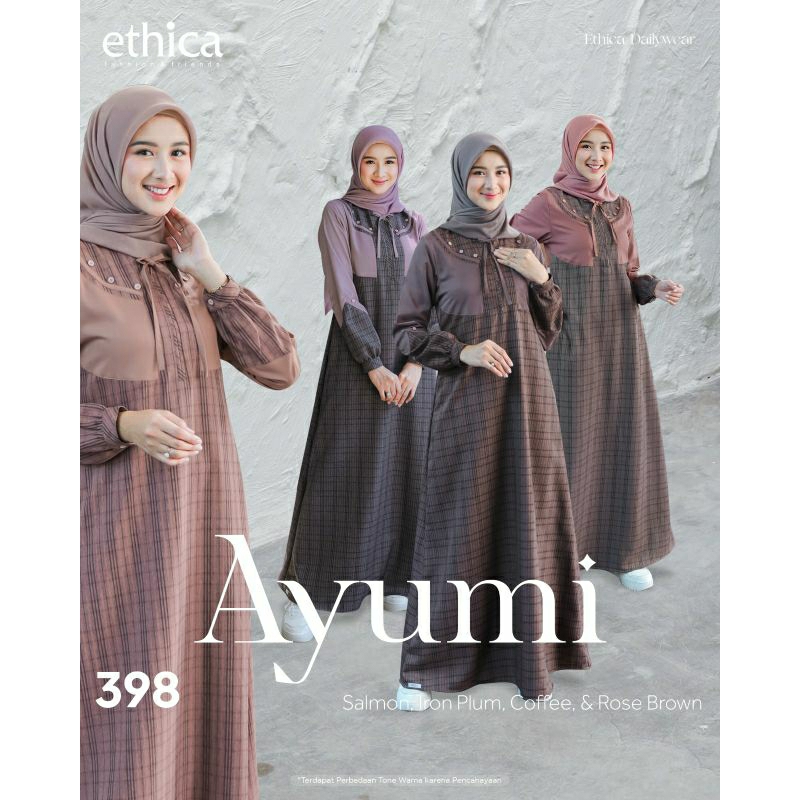 Gamis Ethica Ayumi 398 Iron Plum Salmon Rose Brown