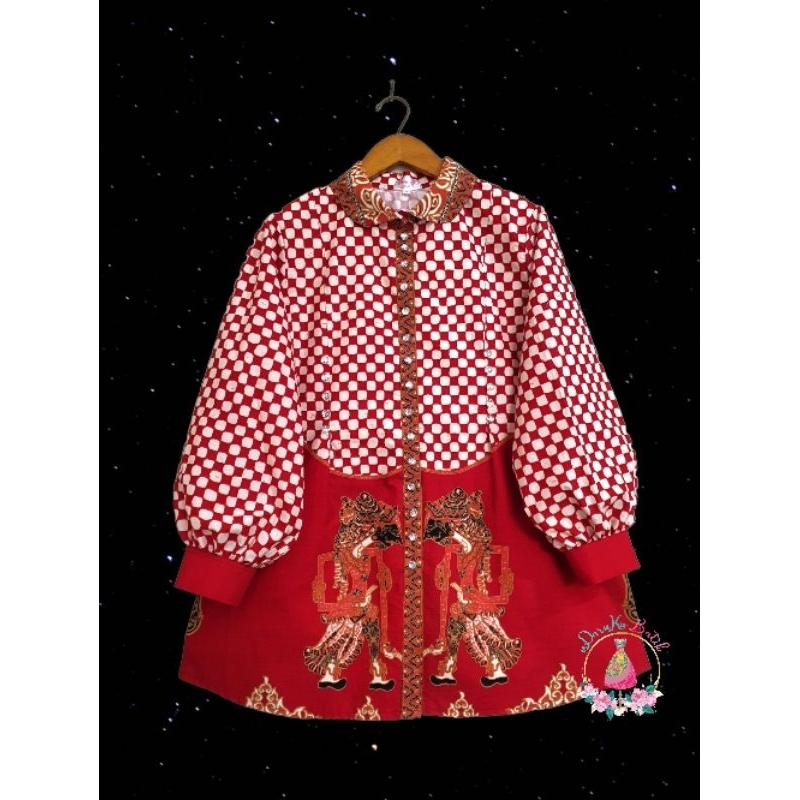 BLUS BATIK MERAH PUTIH ETNIK WAYANG NDARUKU BATIK