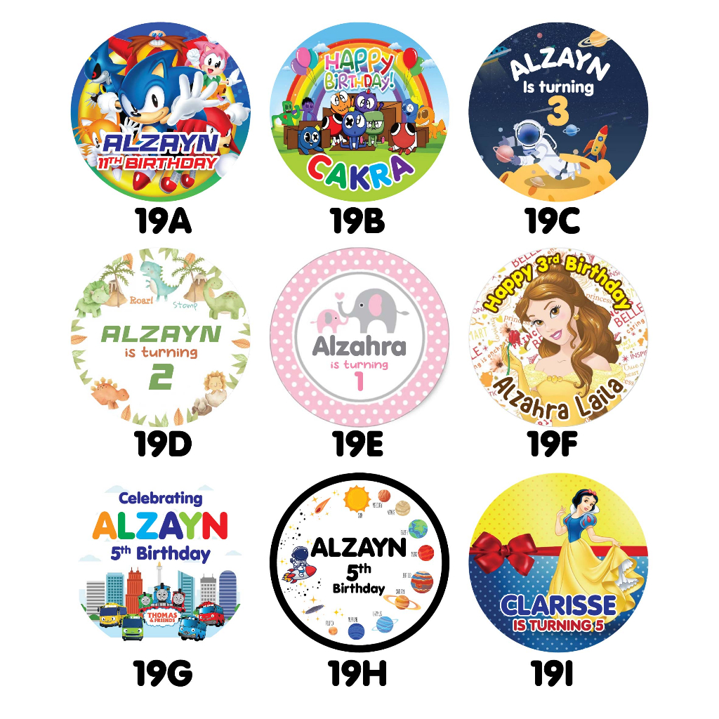 

135 pcs Stiker ULANG TAHUN ANAK CUSTOM EKONOMIS Part 03