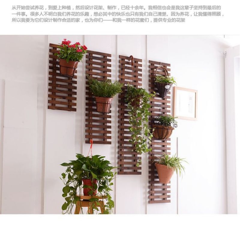Rak Bunga Gantungan Pot Tempel Dinding Bahan Kayu solid