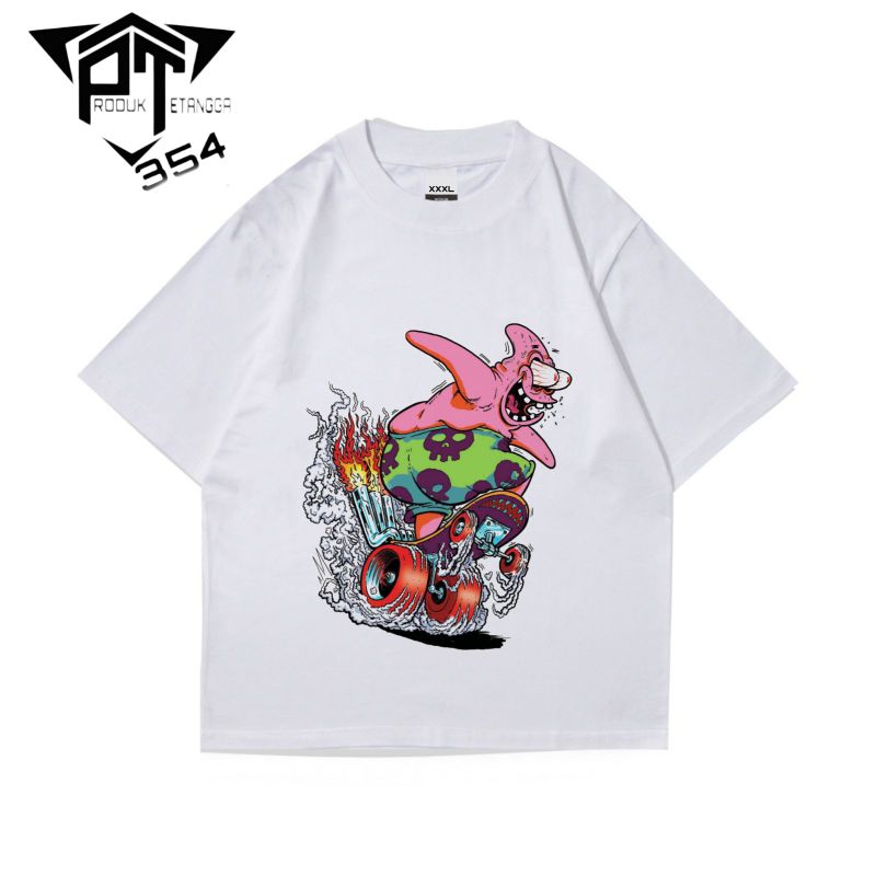 KAOS BAJU PATRICK'S STAR - TSHIRT OVERSIZE SKATE PATRICK'S - PUTIH PRIA WANITA DEWASA