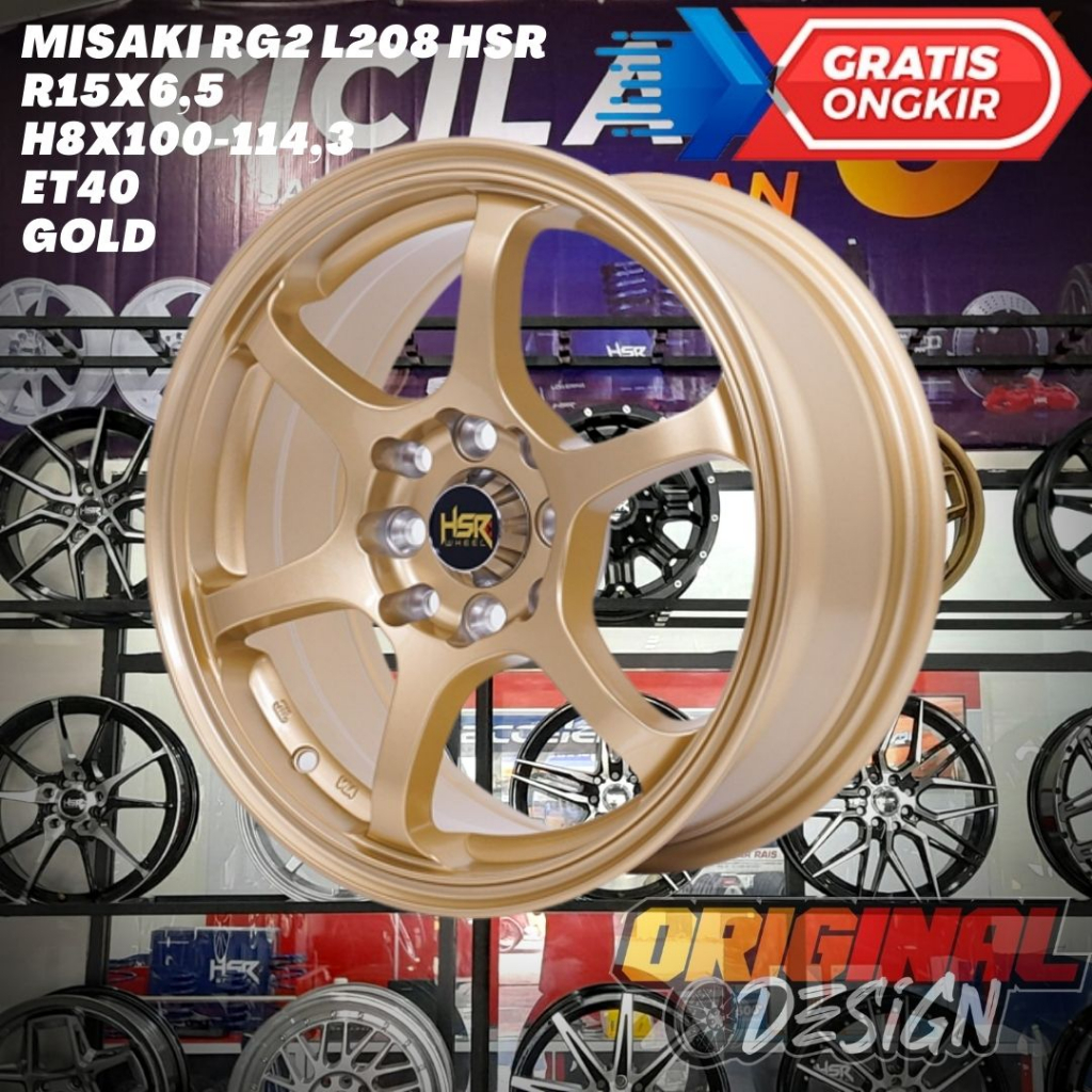 Velg Mobil Ring 15 HSR MISAKI RG2 R15 Lebar 6,5 Lobang 4 ET40 GOLD MURAH