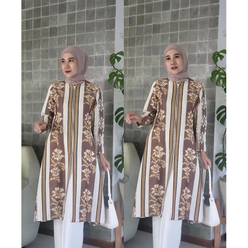 Tunik tenun wanita atasan wanita baju tenun jepara fahsion wanita tunik jumbo Blouse tenun