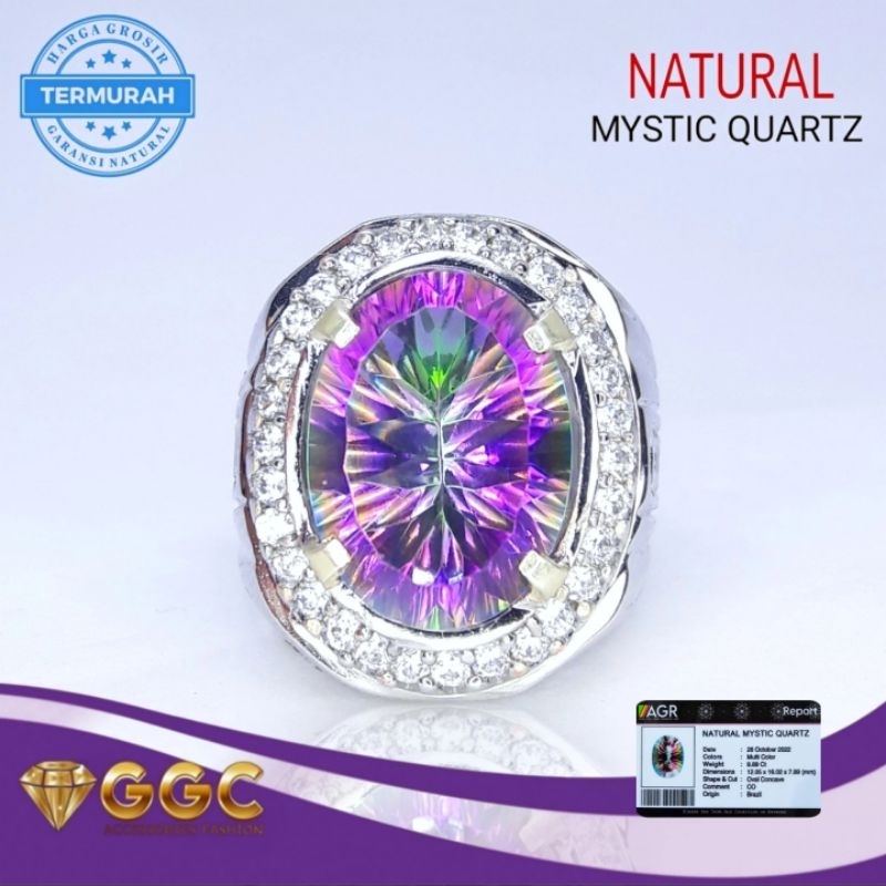 Cincin Batu Natural Mystic Quartz