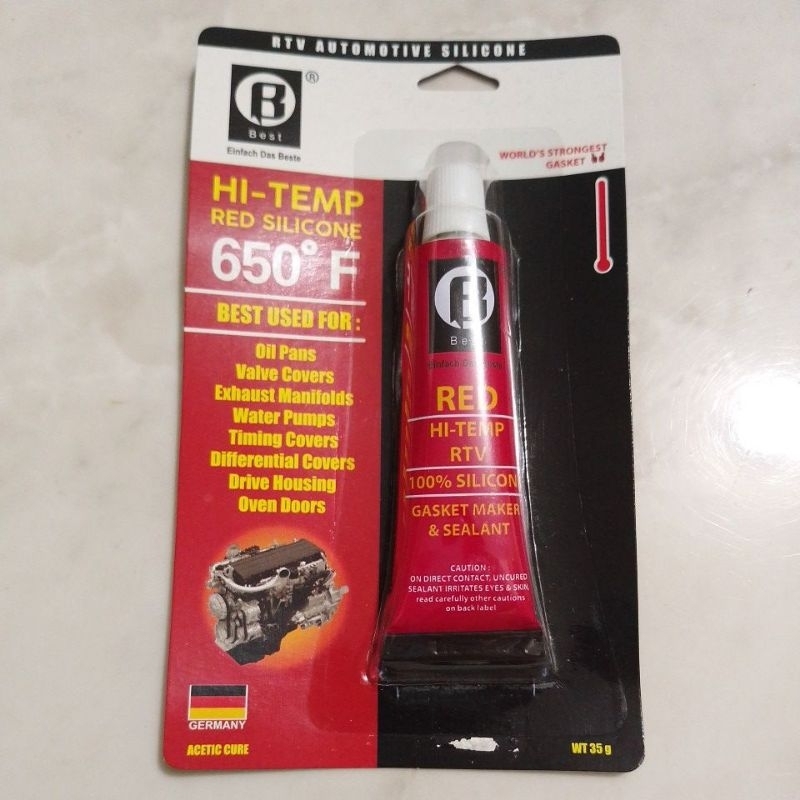 

Lem red silicone BEST 35 gr. Lem besi kaca keramik kayu plastik. RTV / tahan pada temperatur tinggi / lem gasket (harga per pc)