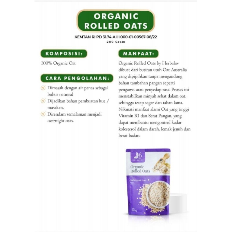 

Organic Rolet Oat by Herbalove