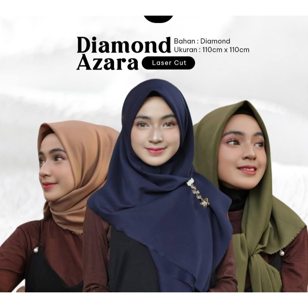 Hijab Segi Empat Azara Diamond Crepe Metal Logo Laser Cut