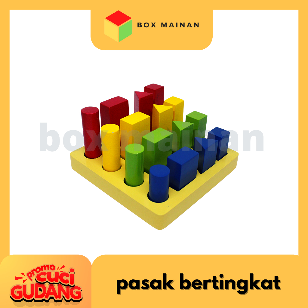 Box Mainan / Mainan Edukasi Pasak Warna / Pasak Bertingkat / Pasak Geometri