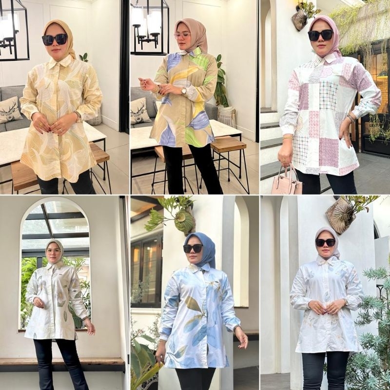 Kemeja Wanita Motif Bunga-bunga