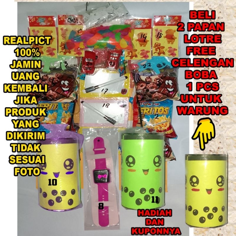 Mainan Lotre Jadul Pasangan Hadiah Celengan Dan Jam Isi 80 Kupon