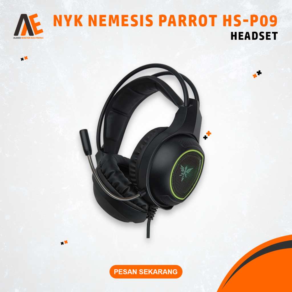 Headset NYK Nemesis Parrot HS-P09 Gaming Headphone Komputer PC Laptop HP