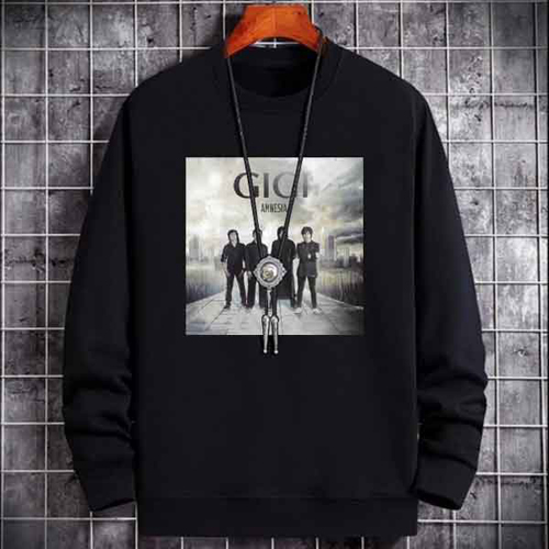 SWEATER CREWNECK Gigi Band Amnesia SWEATSHIRT UNISEX BLACK PREMIUM COTTON FLEECE
