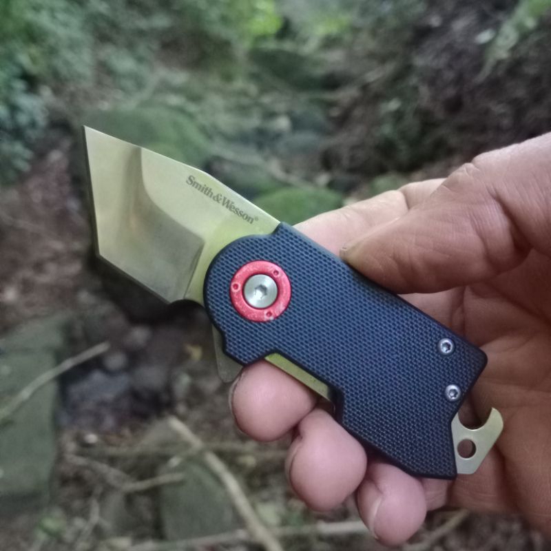 Smith & Wesson BENJI Money Clip Flipper Knife Tanto Blade Black G10 Frame lock EDC mungil klip uang 