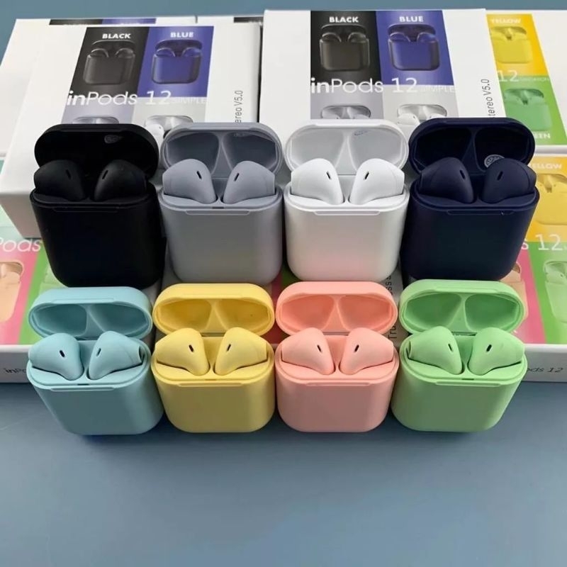 HEADSET BLUETOOTH TWS INPODS I12 MACARON CHIPSET PREMIUM SUARA LEBIH BERSIH DAN NGEBASS/VERSI BLUETO