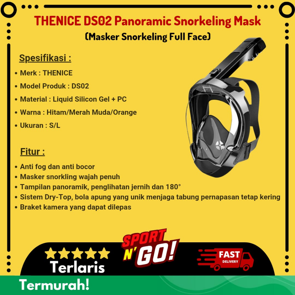 THENICE DS02 Panoramic Snorkeling Mask - Masker Snorkeling Full Face