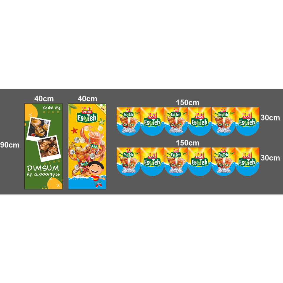 banner rombong es teh paket