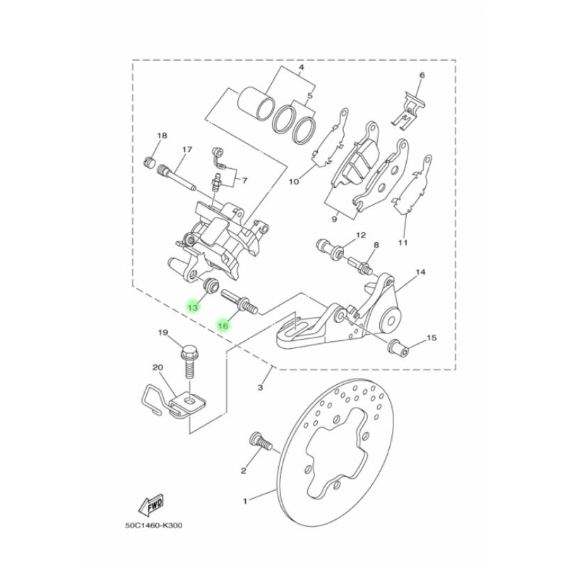 baut kaliper pin cakram belakang yamaha new Jupiter mx