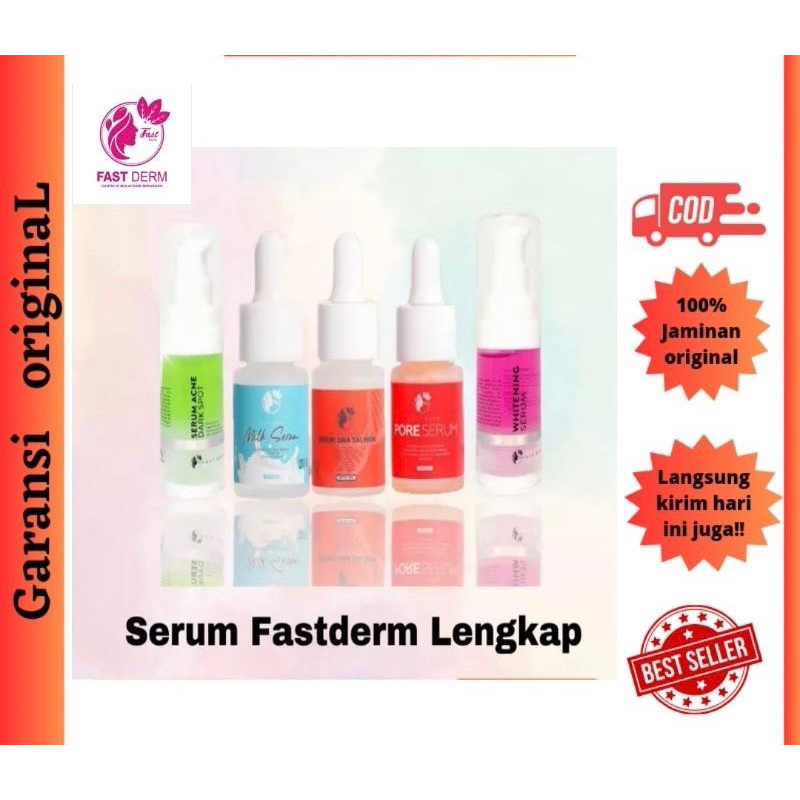 READY COD ‼️ FASTDERM SERUM LENGKAP WHITENING ACNE DARKSPOT MILK SERUM PORE SERUM DNA SALMON ORIGINA