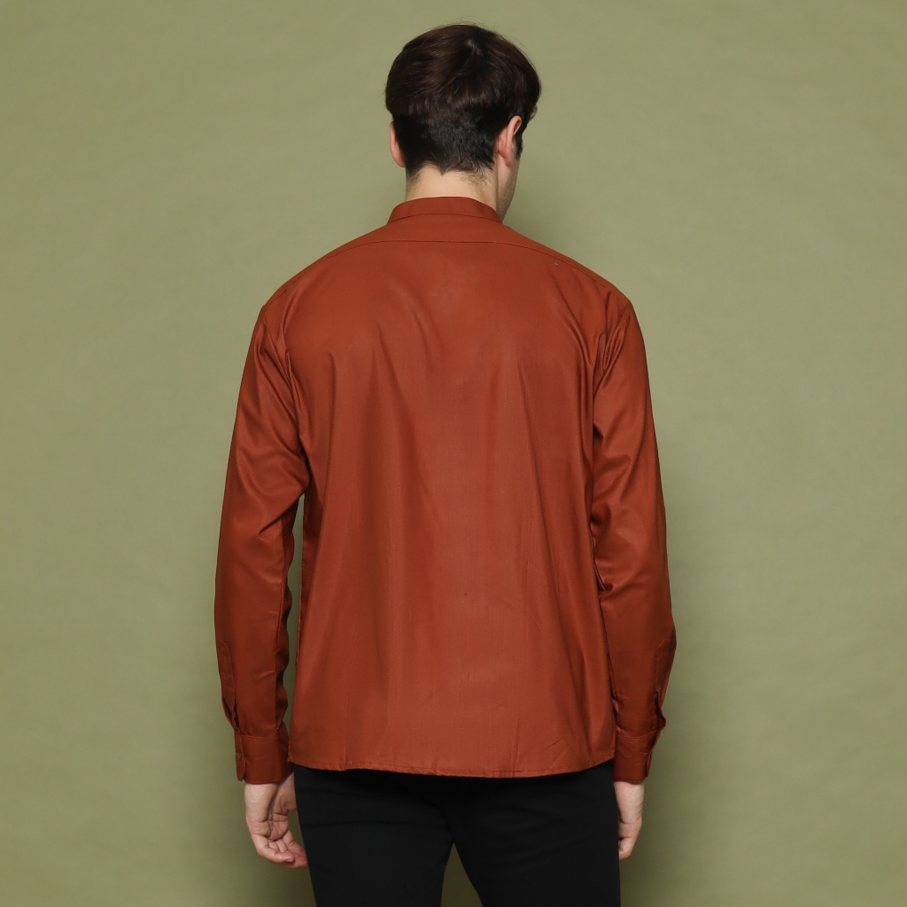 HEMAT ASAKHI - BAJU KOKO PRIA DEWASA LENGAN PANJANG RAFFA WARNA MERAH BATA