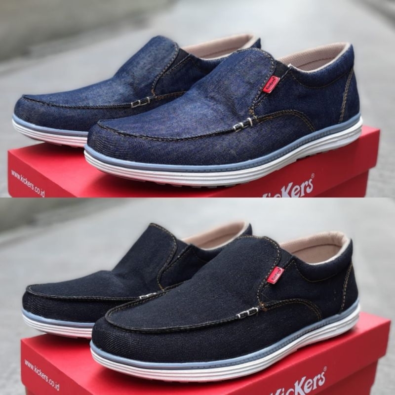 SEPATU CASUAL KICKERS DENIM / SEPATU SLIP ON KICKERS DENIM FULL CANVAS / SEPATU SLIP ON PRIA KICKERS