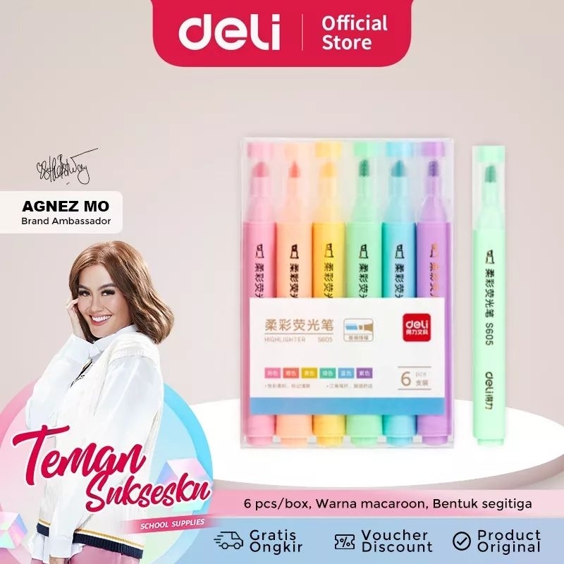 

Deli Pen Highlighter Macaron 6 Warna S605 (1pcs)