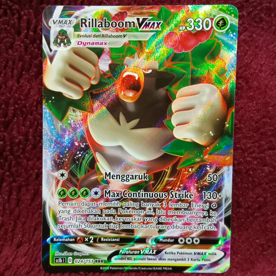 Rillaboom VMAX v max RRR - Pokemon TCG Indonesia foil holo