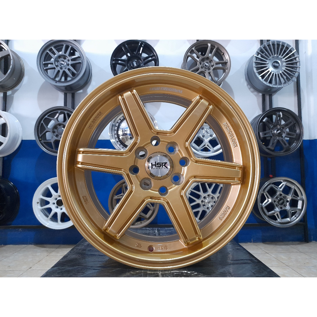 pelek racing mobil agya,jazz,avanza,sigra calya ring 16 HSR MINAS GOLD free ongkir