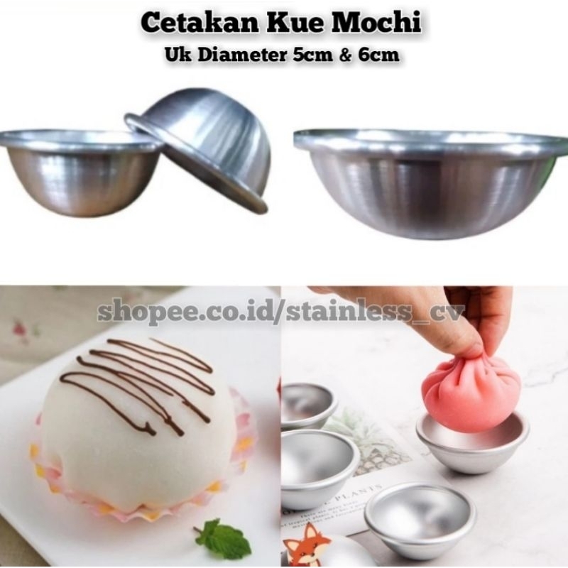 Cetakan Kue Mochi / Loyang Kue Setengah Lingkaran / Cetakan Kue Almunium
