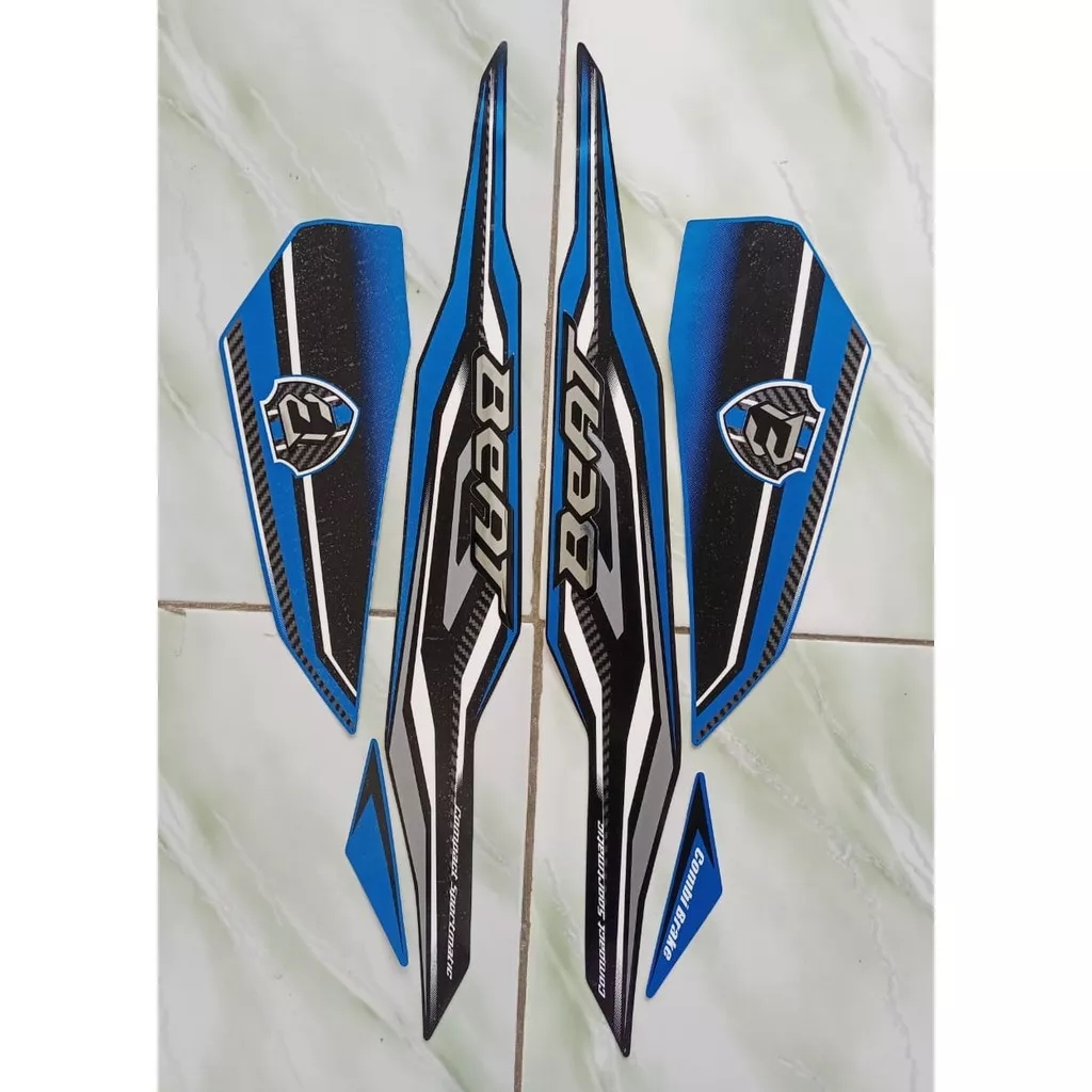 stiker striping honda beat fi esp 2019 biru hitam lis body standar original