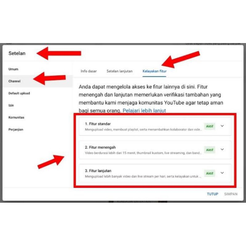 Channel Youtube 3 Fitur Kelayakan YT aktif 100% Garansi